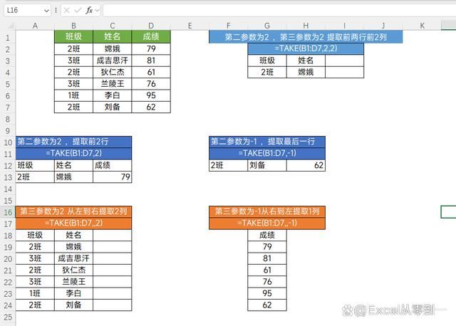 TAKE函数的用法