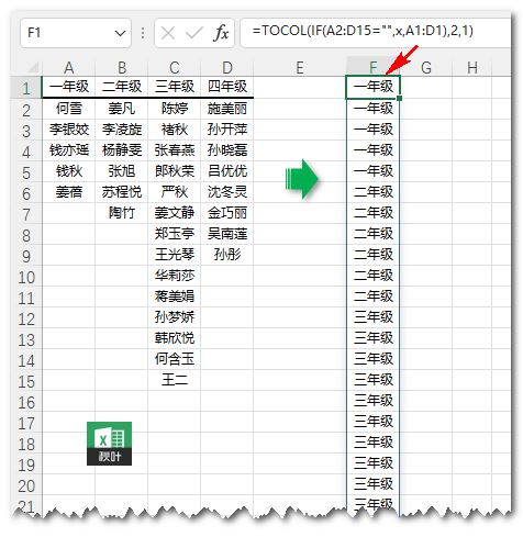 Excel二维表和一维表相互转化