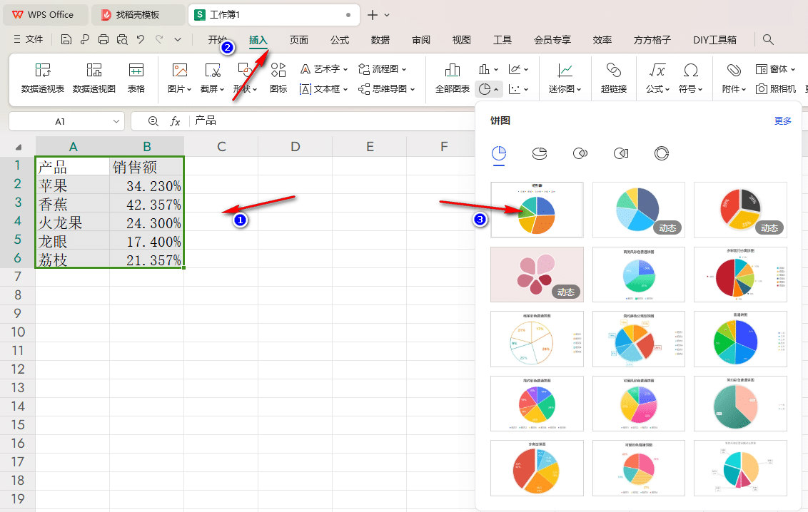 WPS饼图引导线