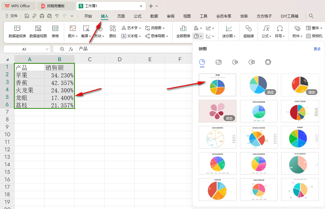 WPS饼图标题