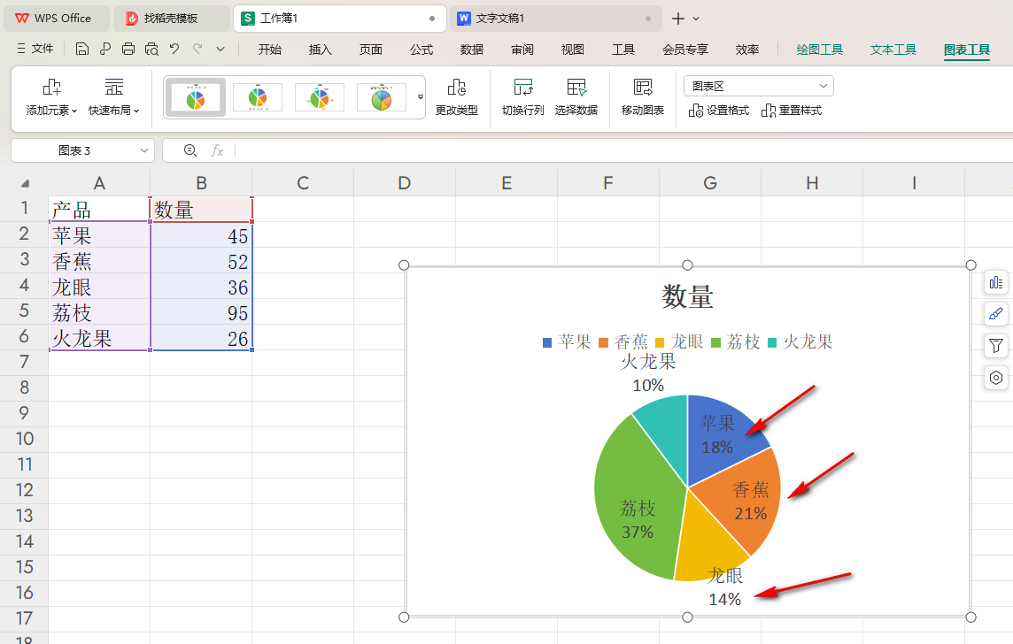 WPS饼图分隔符