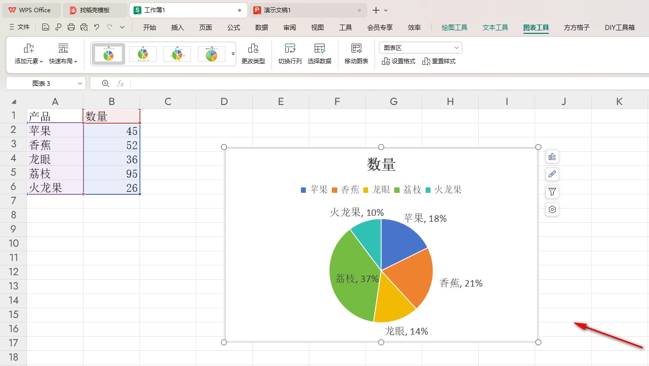 WPS饼图外框线