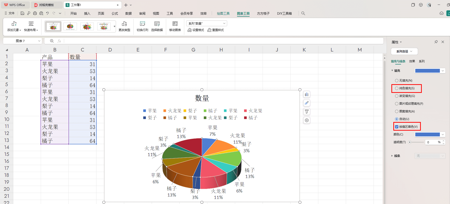 WPS饼图背景