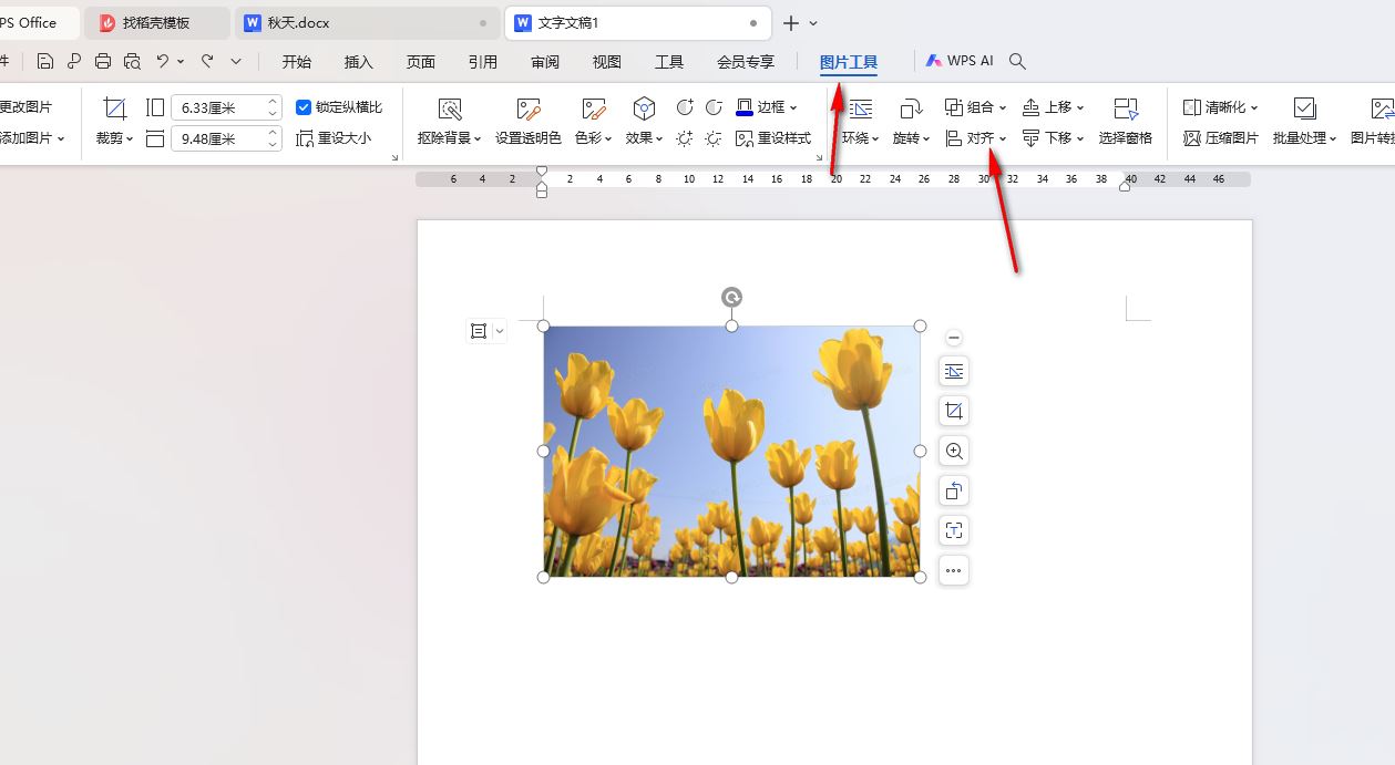 WPS怎么设置图片水平居中