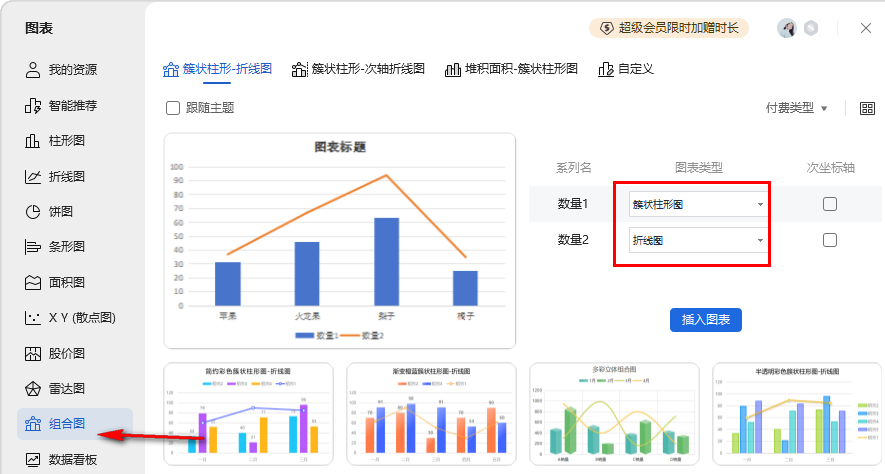 WPS复式条形图