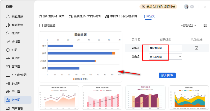 WPS复式条形图