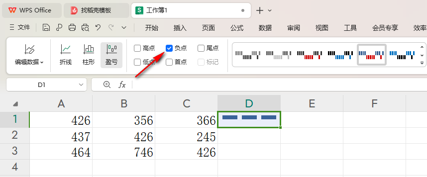 WPS迷你盈亏图