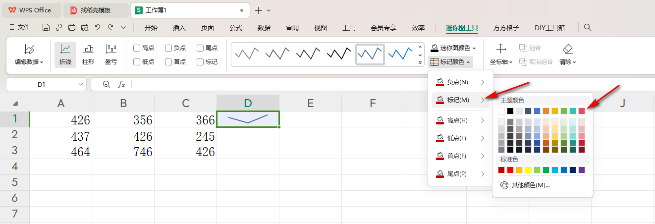 WPS折线迷你图