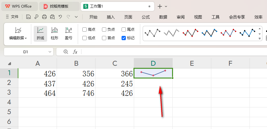 WPS折线迷你图