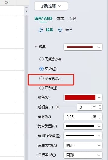 WPS折线渐变色