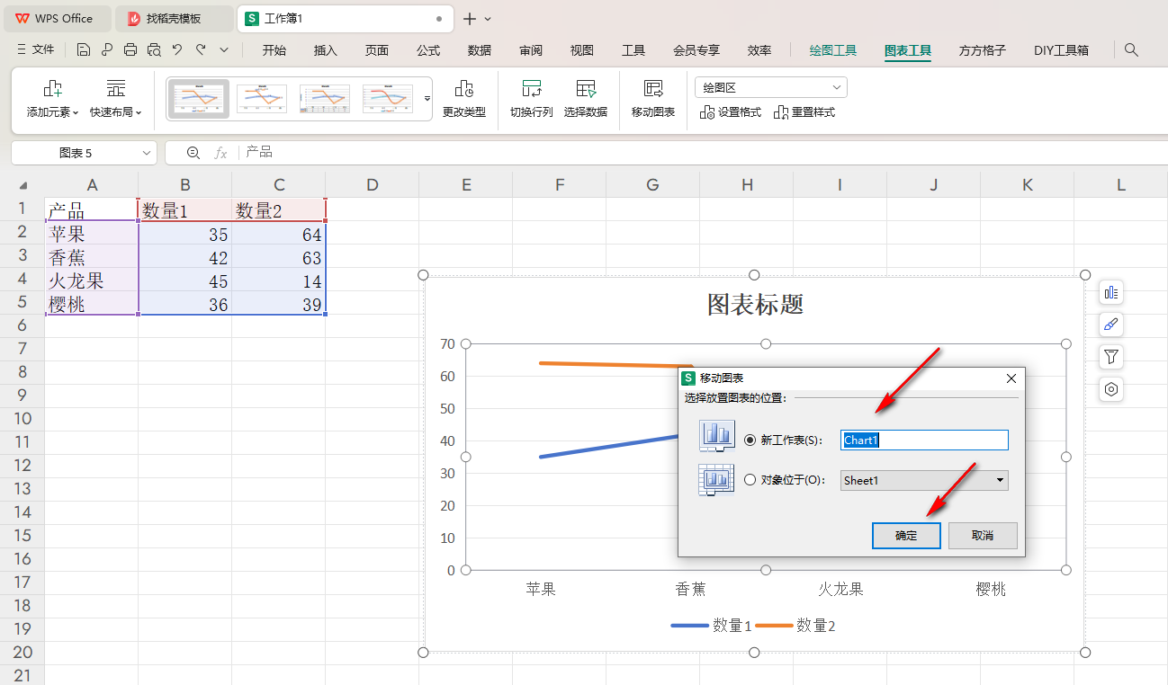 WPS移动图表
