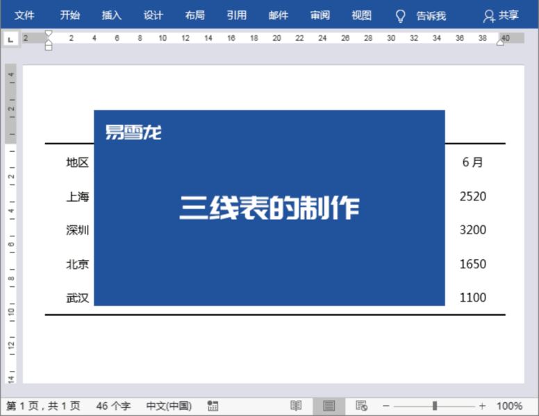 Word制作三线表