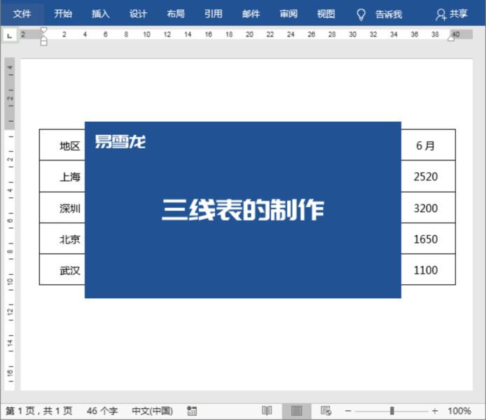 Word制作三线表