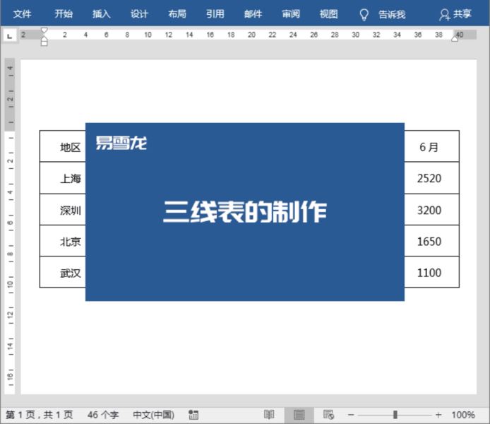 Word制作三线表