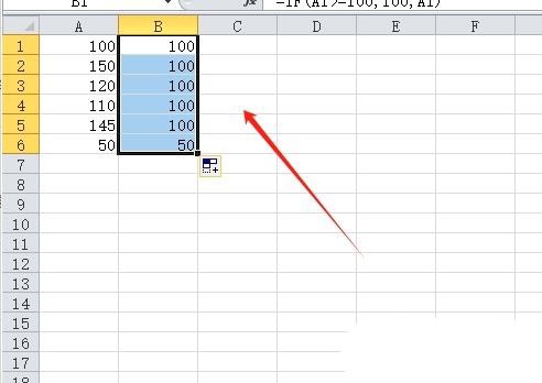excel设置超过100显示100的教程