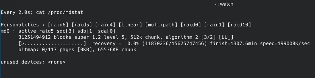 mdadm配置软件RAID5