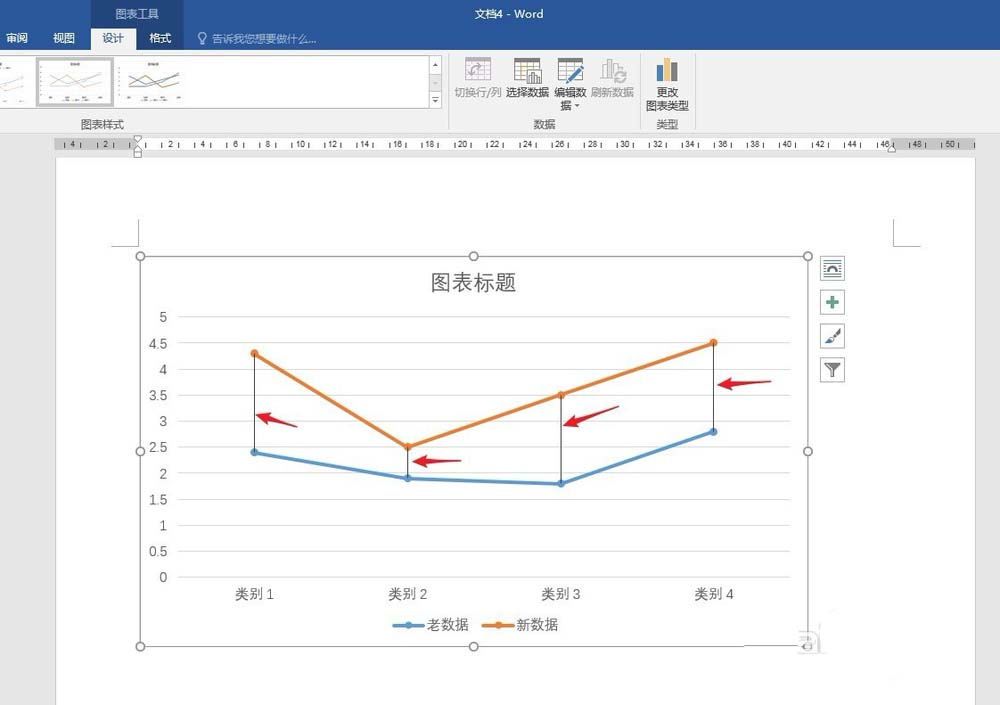 Word 折线图添加高低点连线的教程