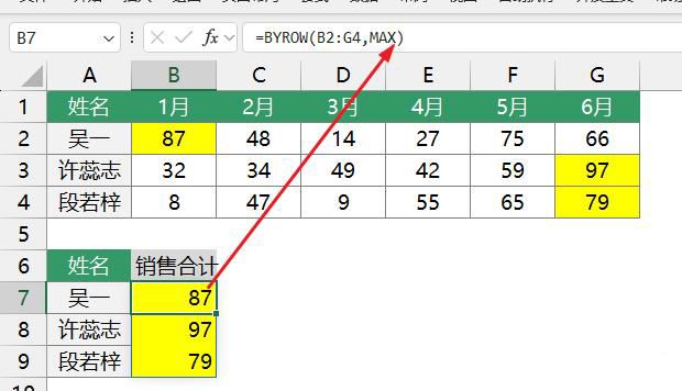 Excel新函数Byrow怎么用