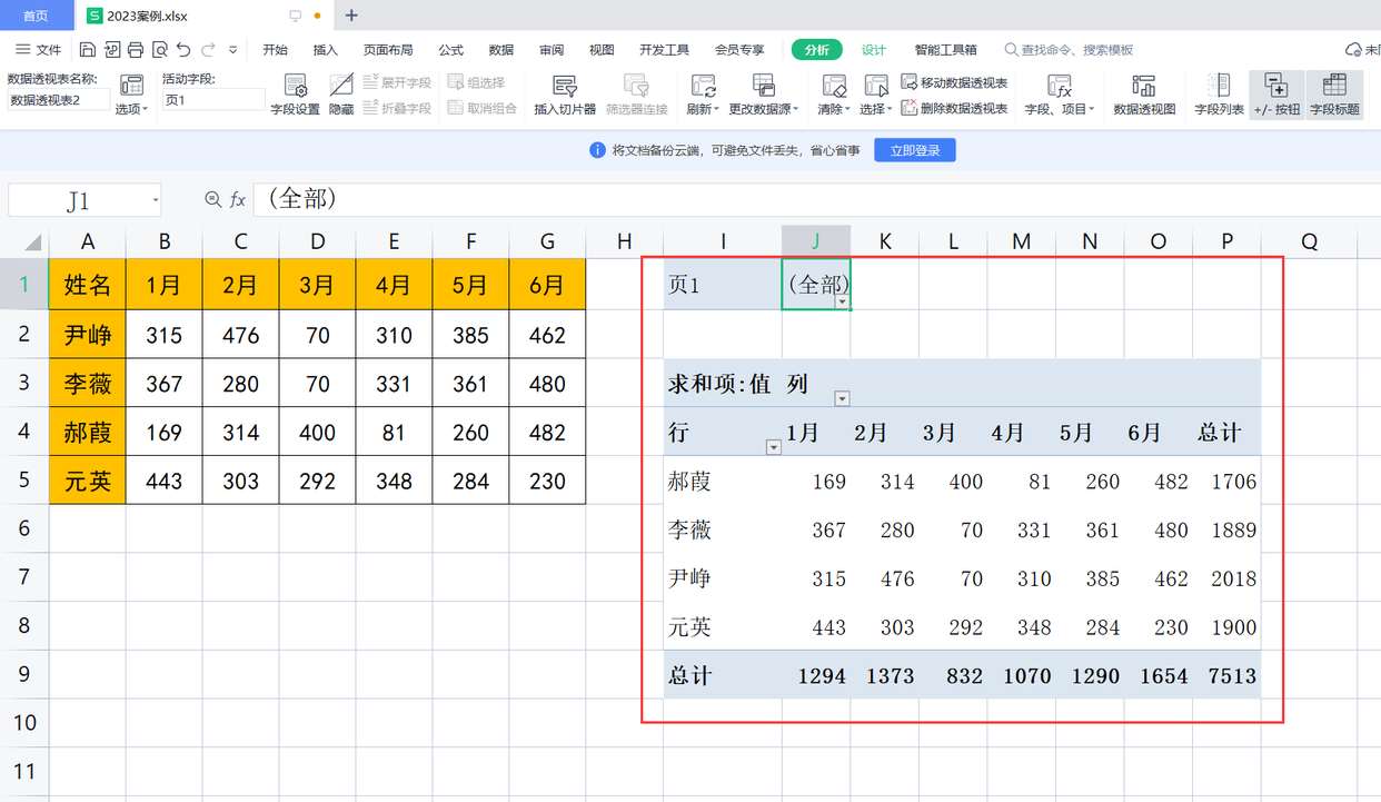 wps如何创建数据透视表
