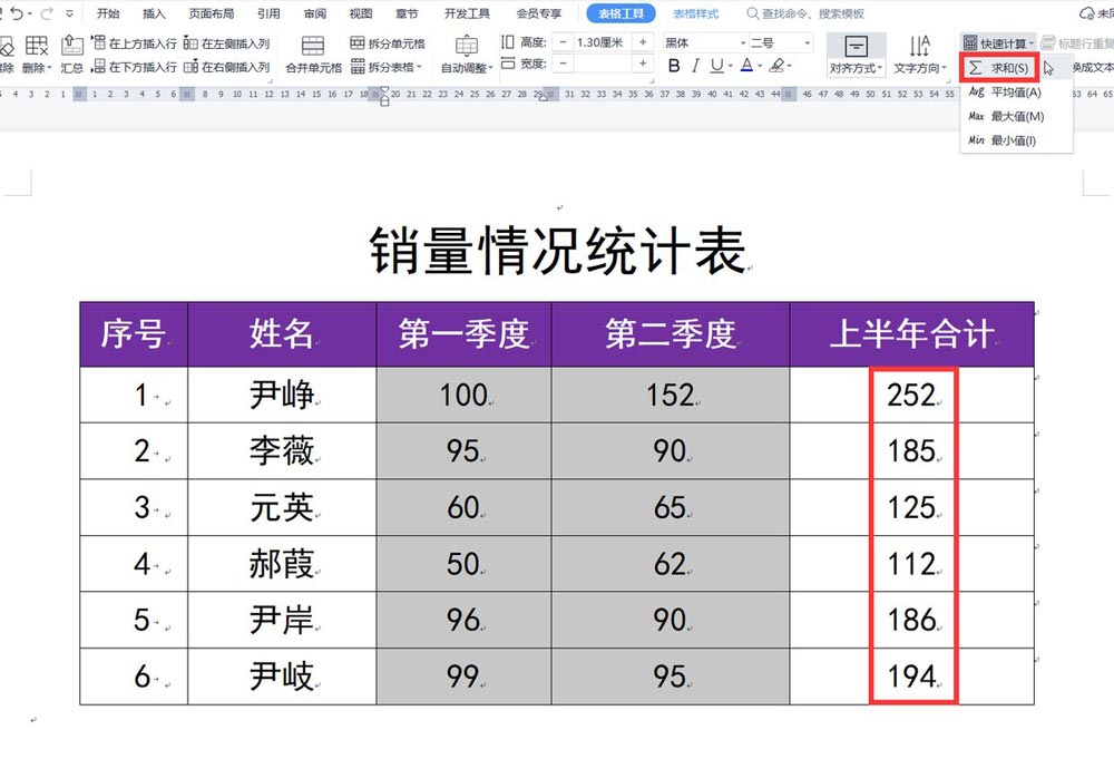 wps排序求和的技巧