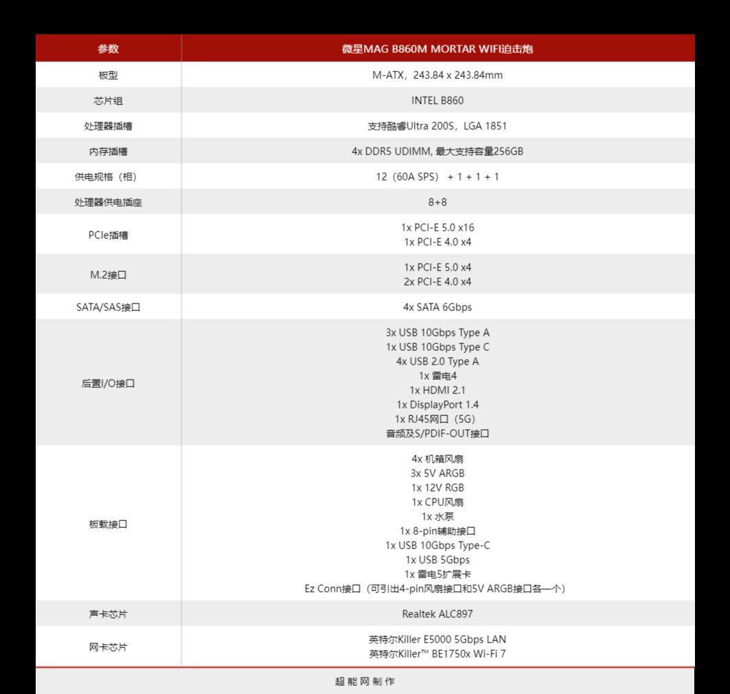 微星B860M迫击炮主板评测